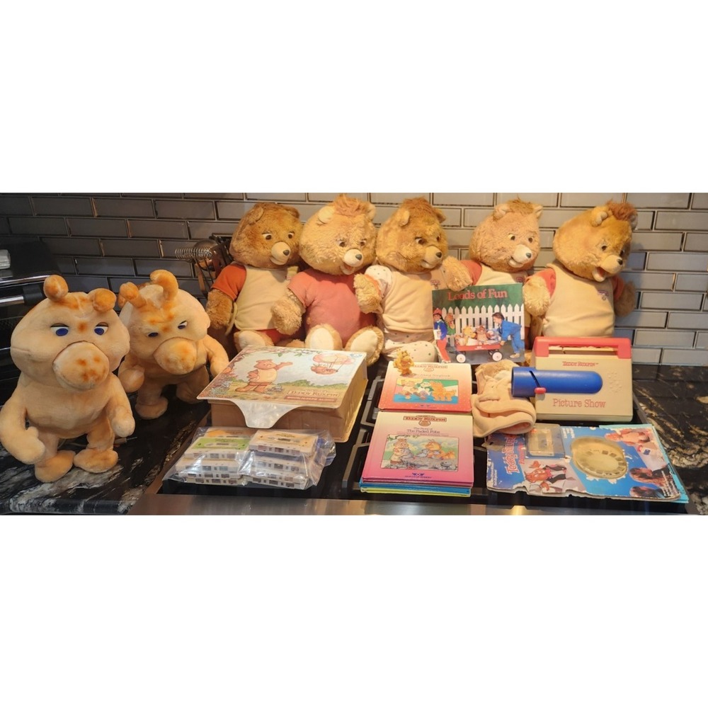 Vintage Teddy Ruxpin Grubby Lot Bears Books Tapes Picture Show AS IS Parts
